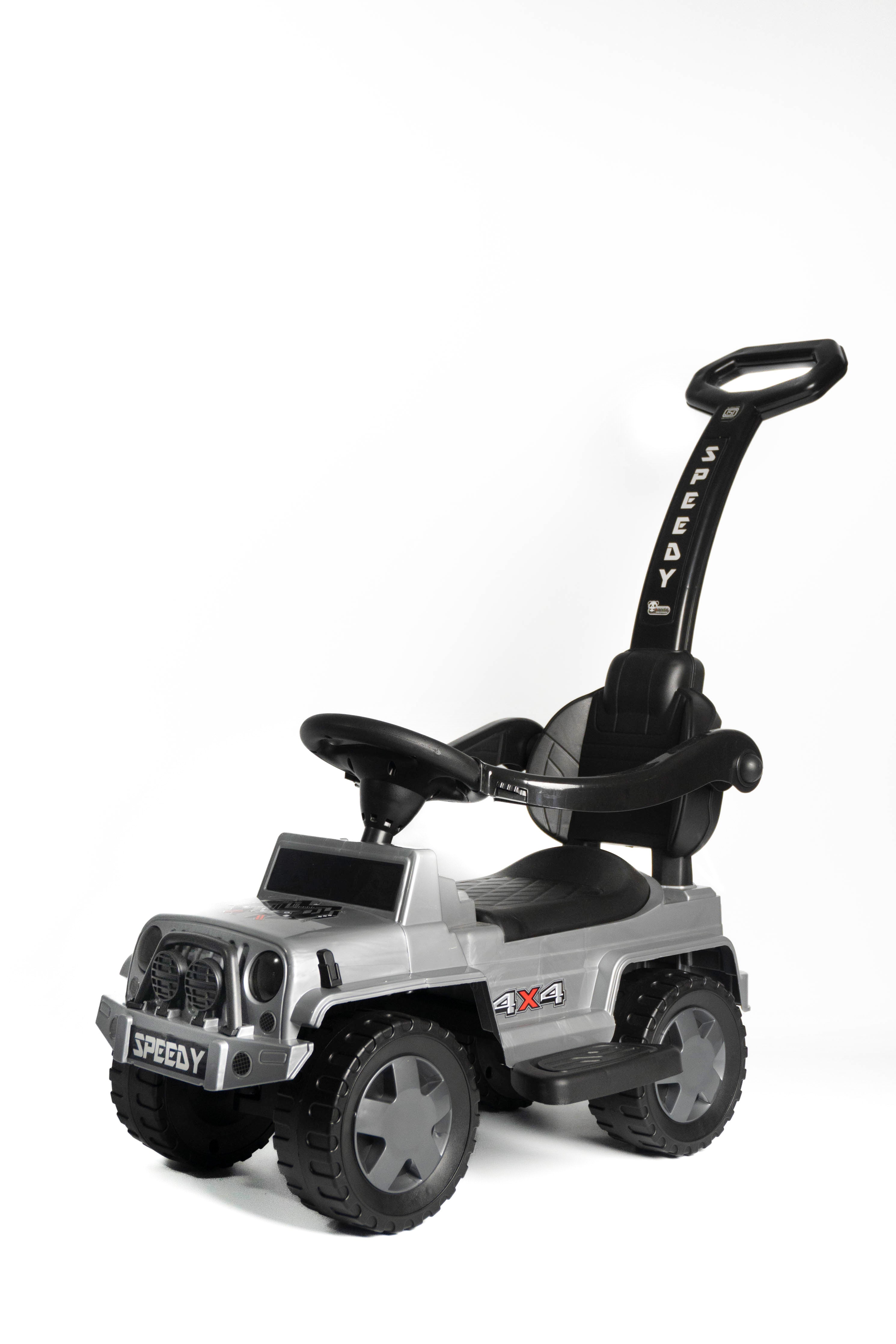 Grey Coloured Ride on with Push Bar Handle