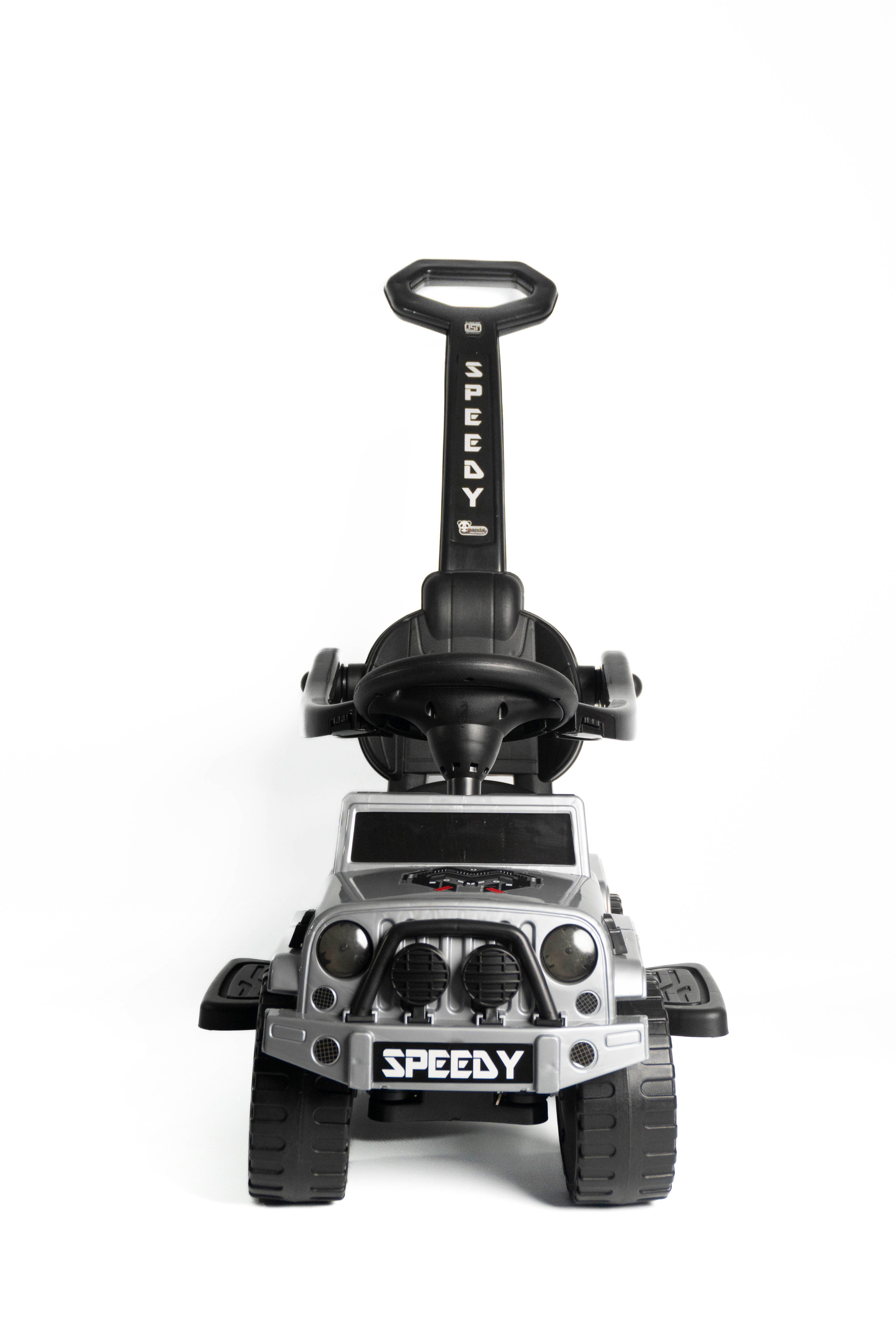 Grey Coloured Ride on with Push Bar Handle